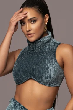 Teal Chosen One Velvet Skirt Set*JLUXLABEL Outlet