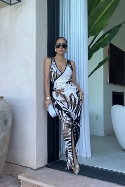 Tropical Print Revival Wrap Dress*JLUXLABEL Sale