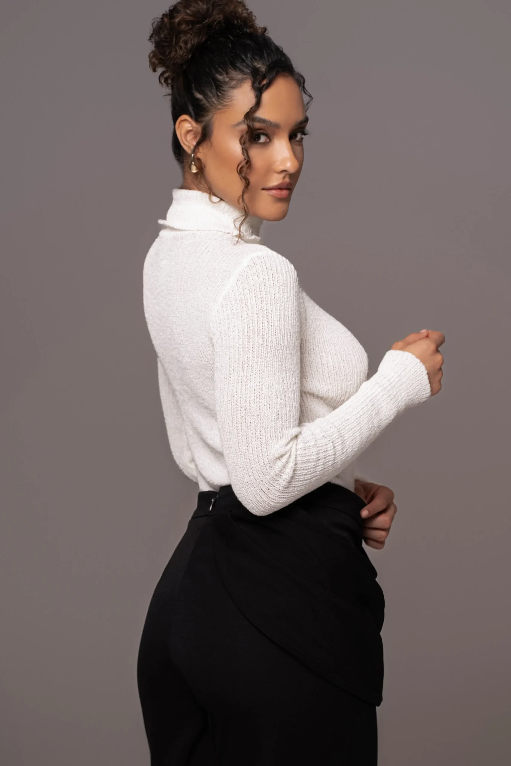 White Carli Turtle Neck Top*JLUXLABEL Fashion