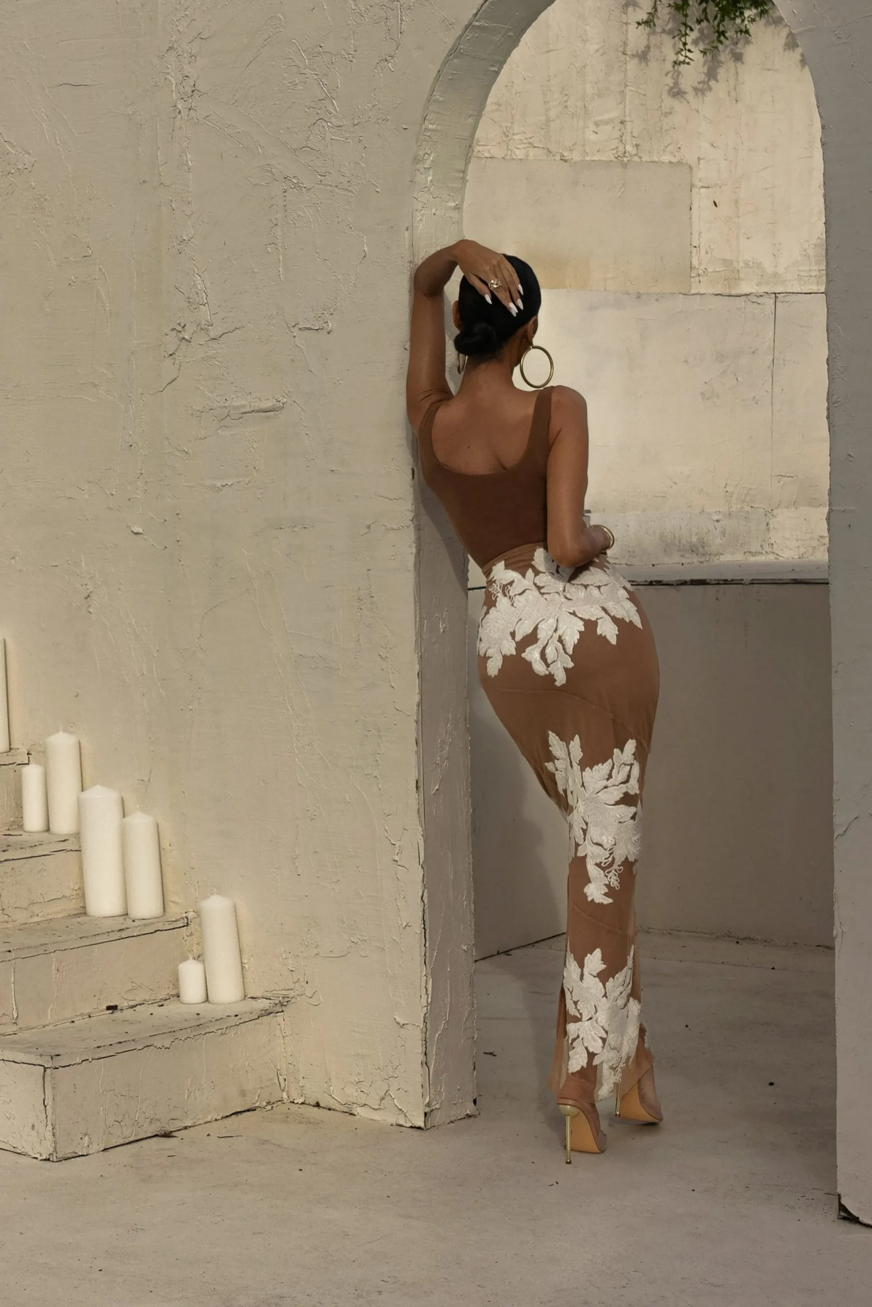 White Edena Embroidered Midi Skirt*JLUXLABEL Online