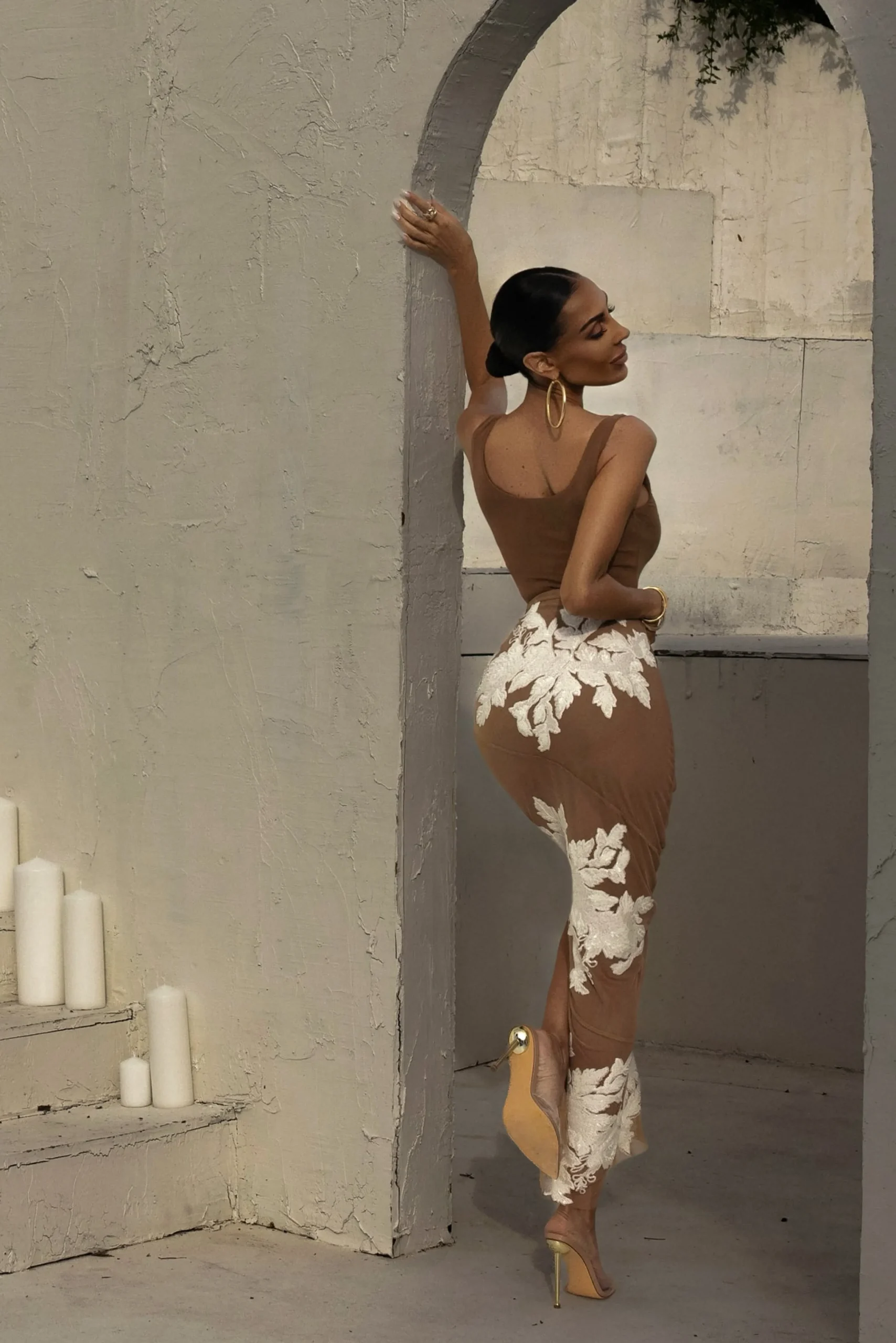 White Edena Embroidered Midi Skirt*JLUXLABEL Online