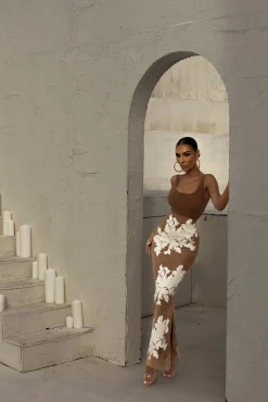 White Edena Embroidered Midi Skirt*JLUXLABEL Online