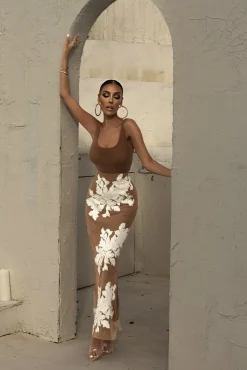 White Edena Embroidered Midi Skirt*JLUXLABEL Online