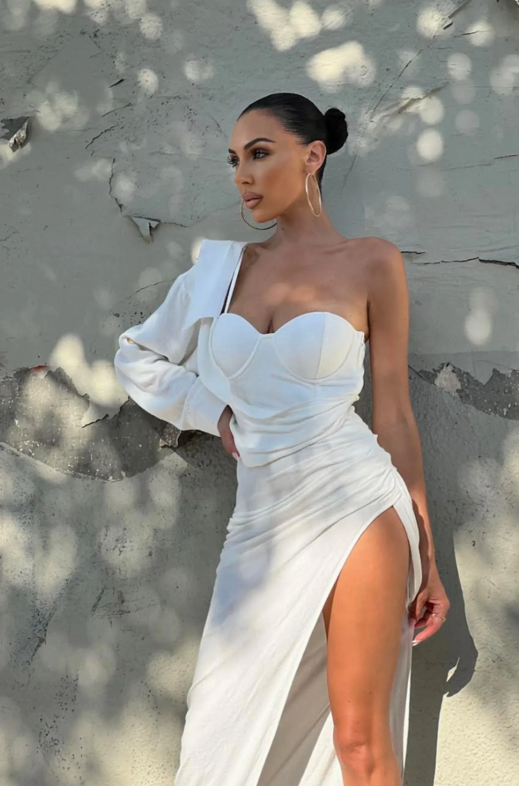 White Evita Linen Draped Dress*JLUXLABEL Best