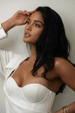 White Evita Linen Draped Dress*JLUXLABEL Best