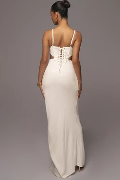 White Noelia Linen Slit Skirt*JLUXLABEL New