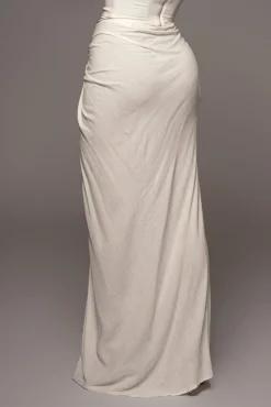 White Noelia Linen Slit Skirt*JLUXLABEL New