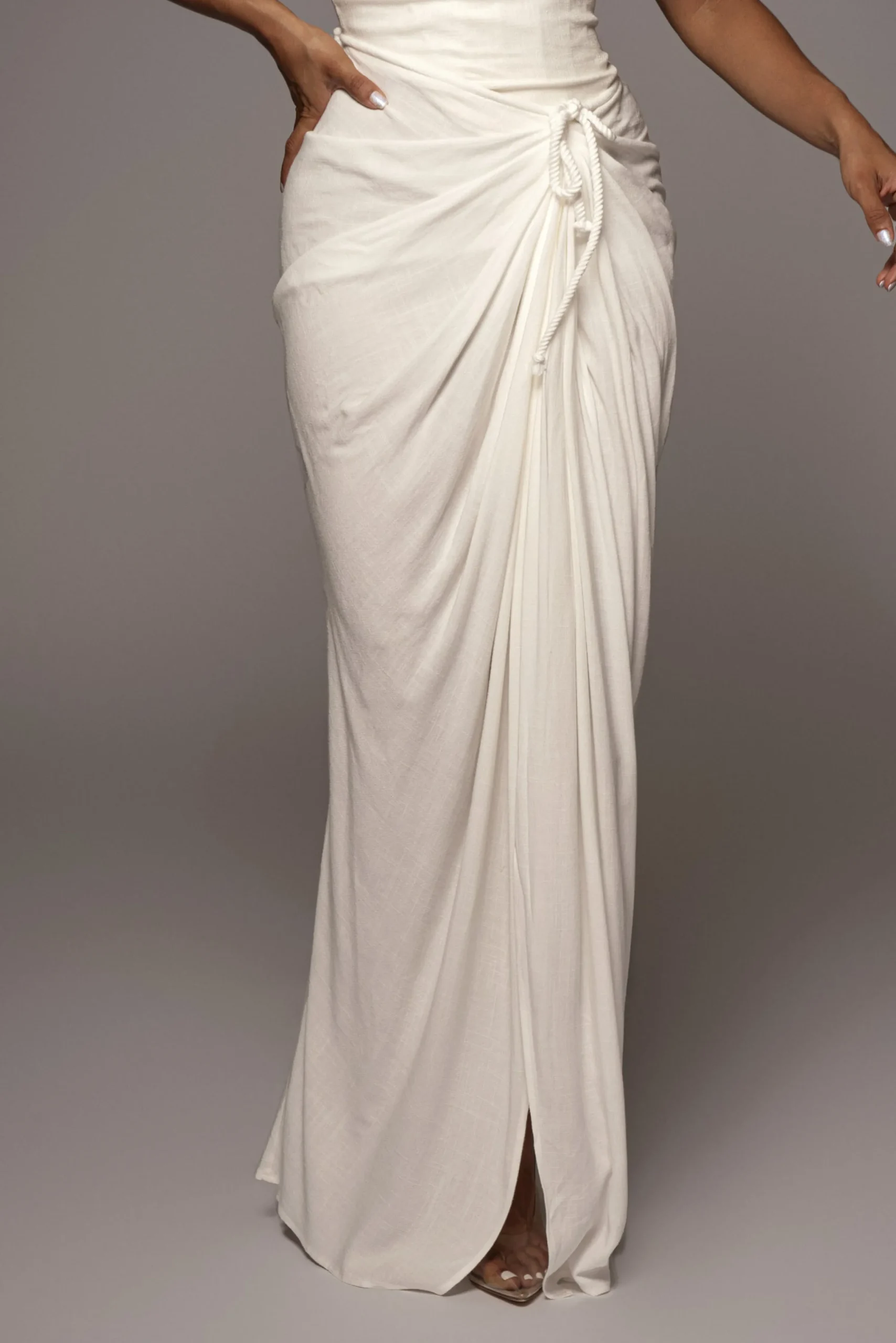 White Noelia Linen Slit Skirt*JLUXLABEL New