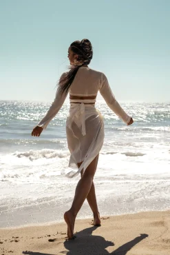 White Palm City Netted Wrap Top*JLUXLABEL Hot