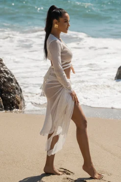 White Palm City Netted Wrap Top*JLUXLABEL Hot