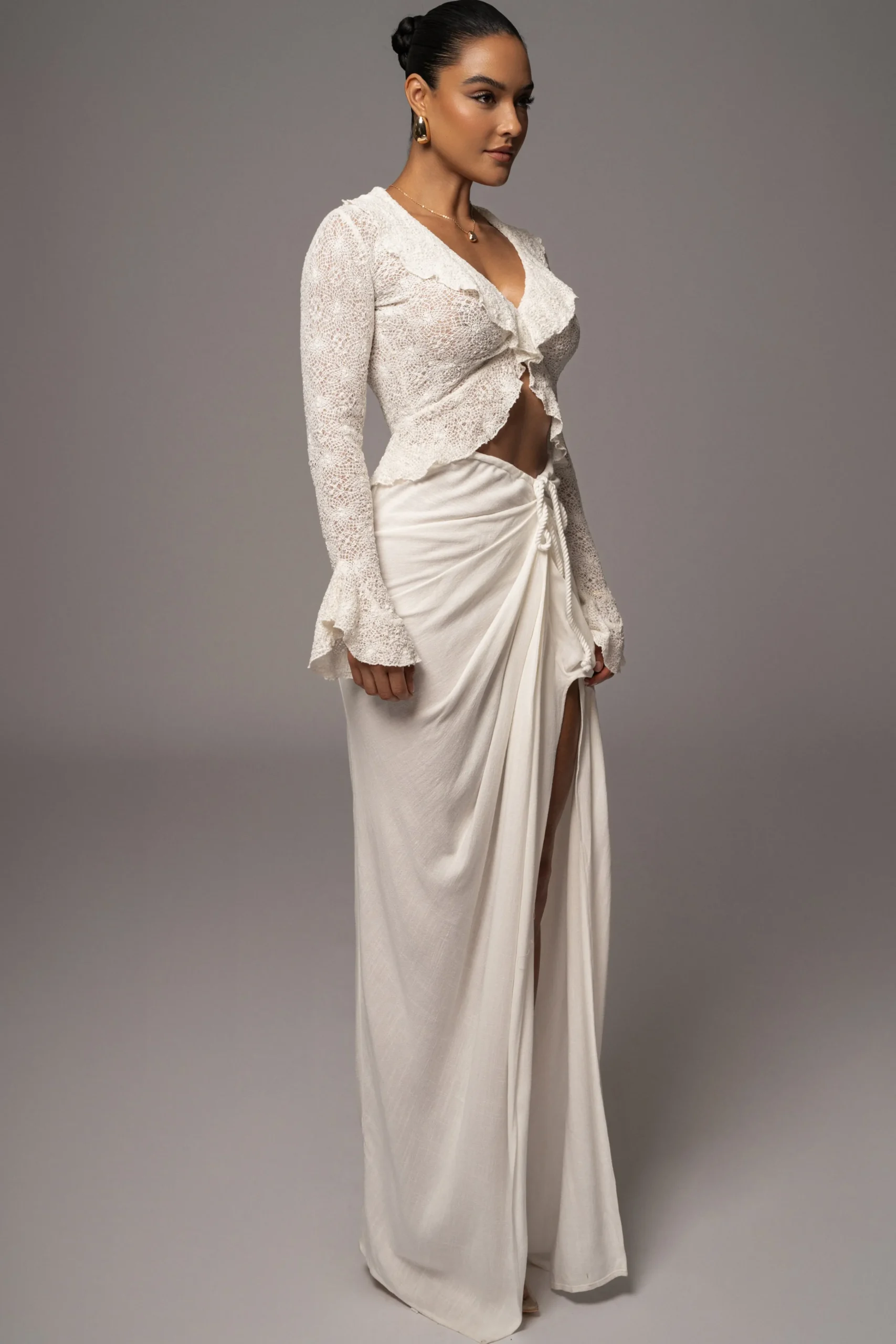 White Rocio Bell Sleeve Top*JLUXLABEL Online