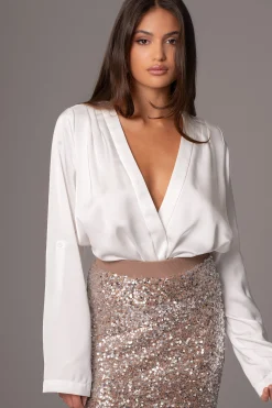 White Satin Draped Top*JLUXLABEL Best