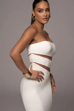 White Unpredictable Midi Dress*JLUXLABEL Outlet