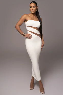 White Unpredictable Midi Dress*JLUXLABEL Outlet