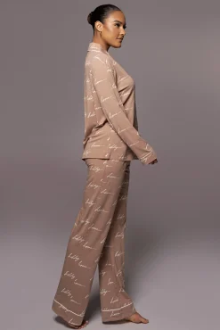 White/Tan Home For The Holiday Adult Pajama Set*JLUXLABEL Discount