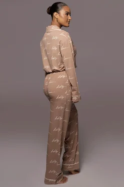 White/Tan Home For The Holiday Adult Pajama Set*JLUXLABEL Discount