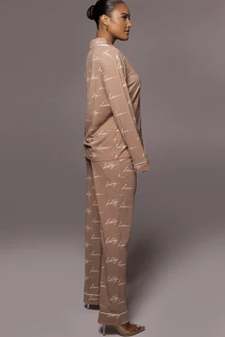 White/Tan Home For The Holiday Adult Pajama Set*JLUXLABEL Discount