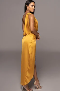 Yellow KRISTIANA SLIT DRESS*JLUXLABEL Sale