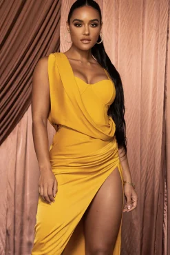 Yellow KRISTIANA SLIT DRESS*JLUXLABEL Sale