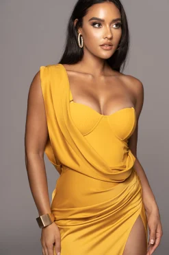 Yellow KRISTIANA SLIT DRESS*JLUXLABEL Sale